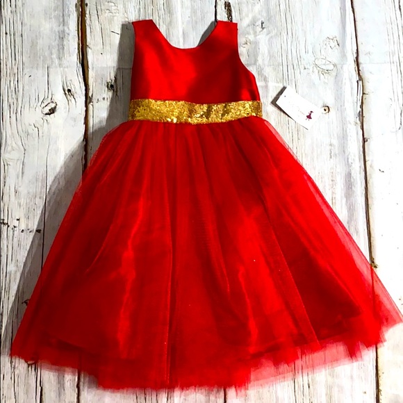 Kid's Dream Other - Kid’s Gold and Red Christmas Dress